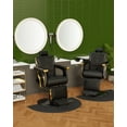 thumbnail image 5 of Baasha Professional Barber Chair, Comfortable Black Salon Chair with Luxury Gold Trim, Reclining Salon Chair with Removable Headrest, 360° Swivel, Weight Capacity Up to 440 lbs - Black, 5 of 9