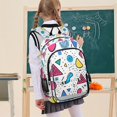 thumbnail image 7 of FORMRS Unisex School Backpack 17" Student Travel Bag with Laptop Compartment, Red Retro Pattern, 7 of 7