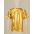 thumbnail image 4 of Miutii Modern Jazz Hip Hop Dance Outfit for Kids Boys Girls Shiny Metallic Short Sleeve T-Shirts with Pants Set Gold 9-10, 4 of 6