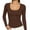 Pink, variant on U Neck Ribbed Crop Top for Women Ghalytn Slim Fit Long Sleeve - Stretchy Basic Casual Tee