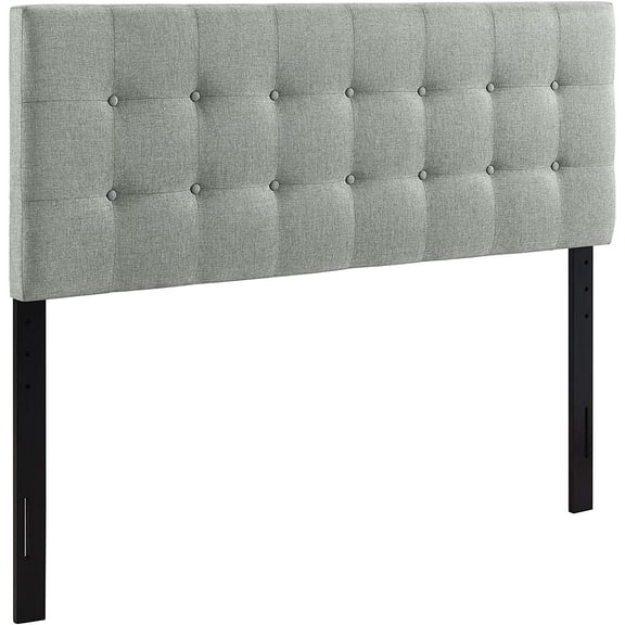 HZAT Emily Tufted Linen Fabric Upholstered California King Headboard, Gray