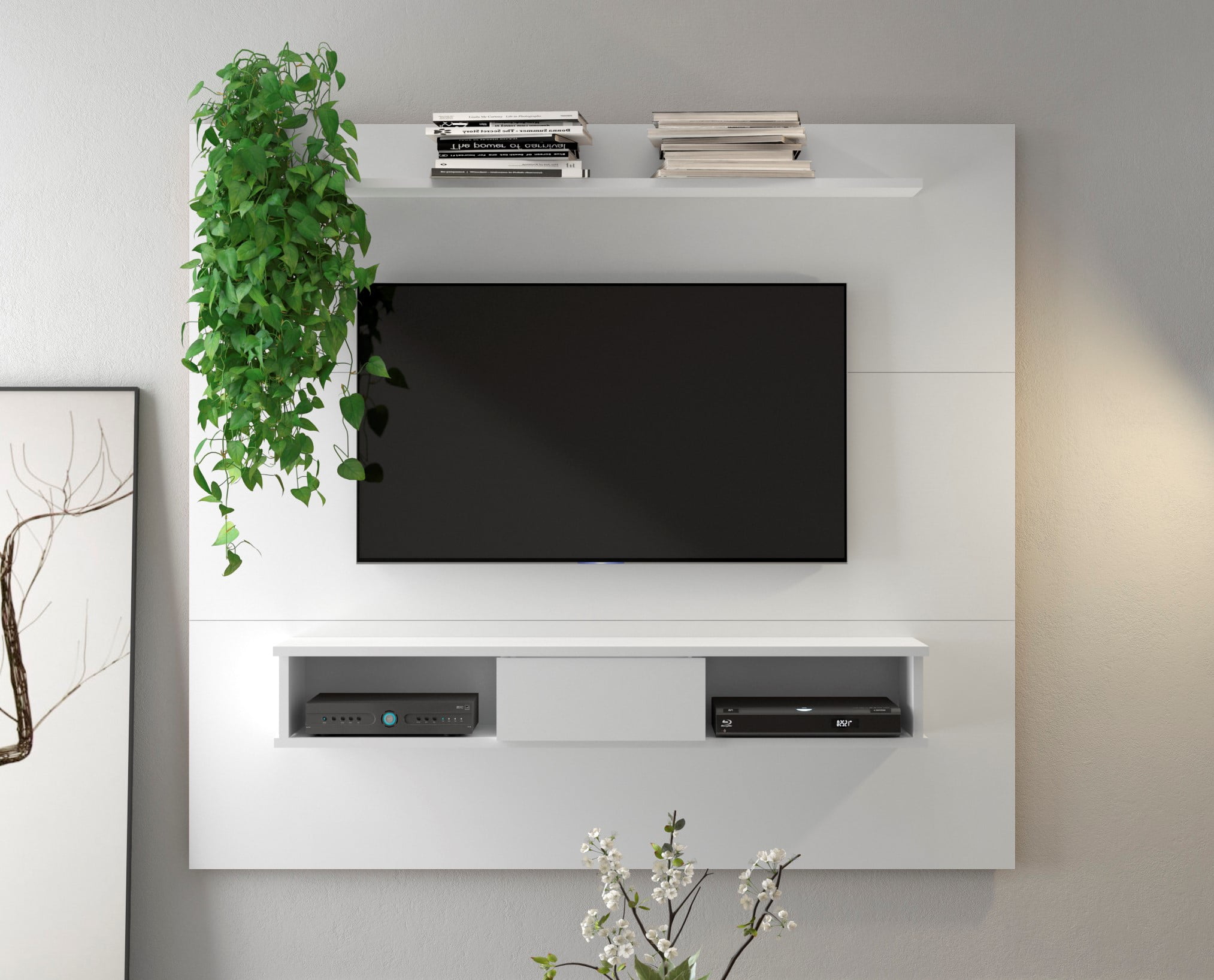 Midtown Concept Floating 2 Shelf TV Stand for TVs up to 70", White