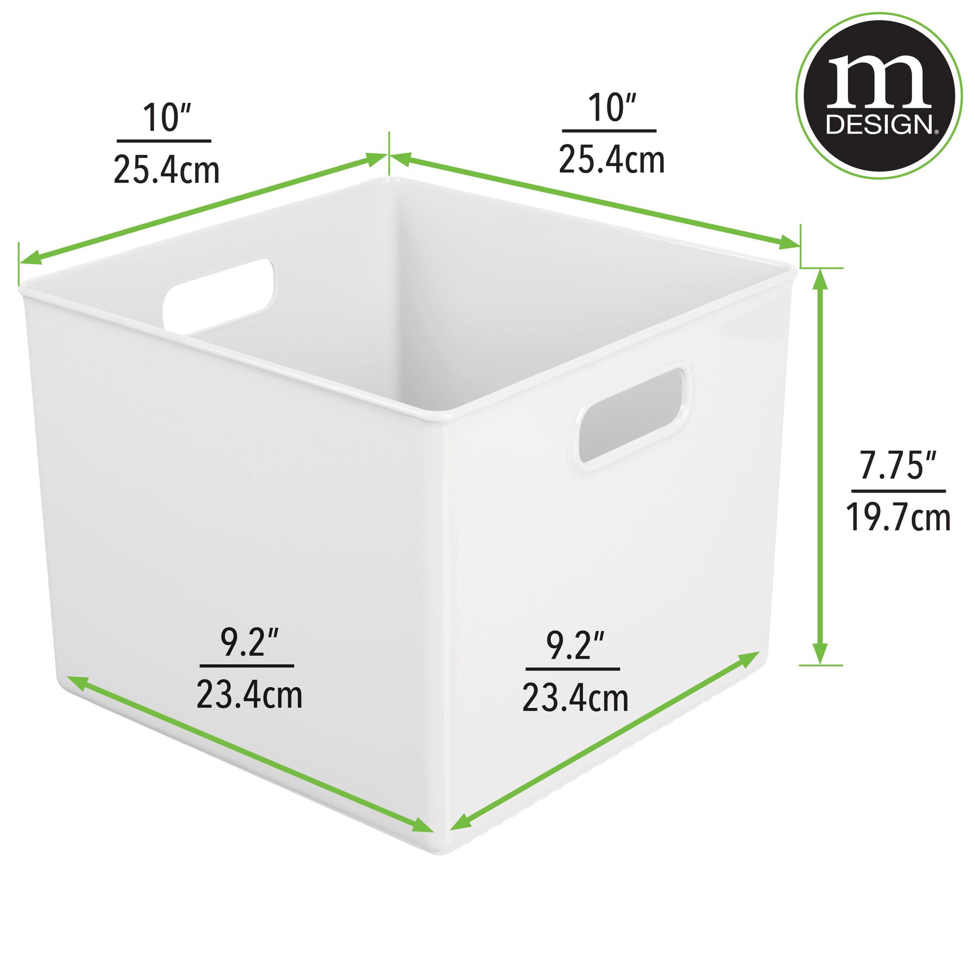 mDesign Small Modern Plastic Storage Organizer Bin Basket with Handle for  Home Office Organization - Shelf, Cubby, Cabinet, and Closet Organizing  Decor - Ligne Collection - 4 Pack - White 