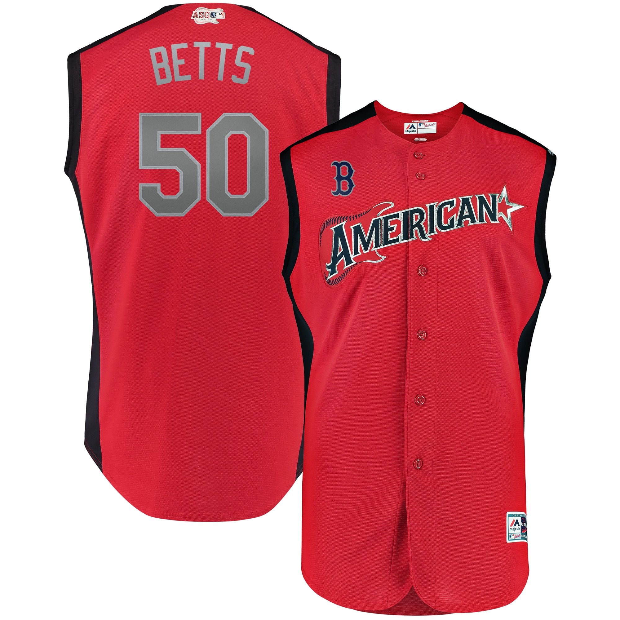 Mookie Betts American League Majestic 2019 MLB All-Star Game Workout Player Jersey - Red 
