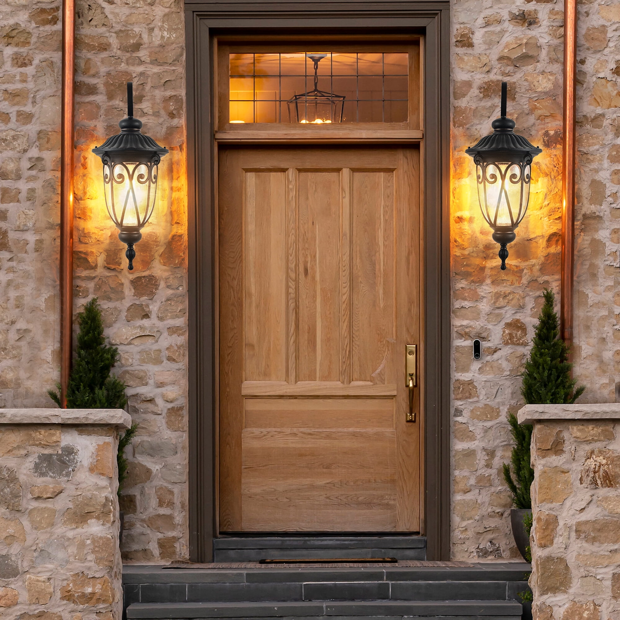 23.1" Outdoor Porch Light with Wall Mount - Antique Bronze Exterior Wall Sconce Lantern for Garage, Patio, and Entryway Lighting