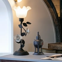 USB Home Flower Lamp, Modern Pretty Flower Lamp for Home, Bedside Old Fashioned Table Lamp Vintage Bedside Lamp 3 Color Patterns LED Reading Lamp Living Room Nightstand Lamp Office Bedroom