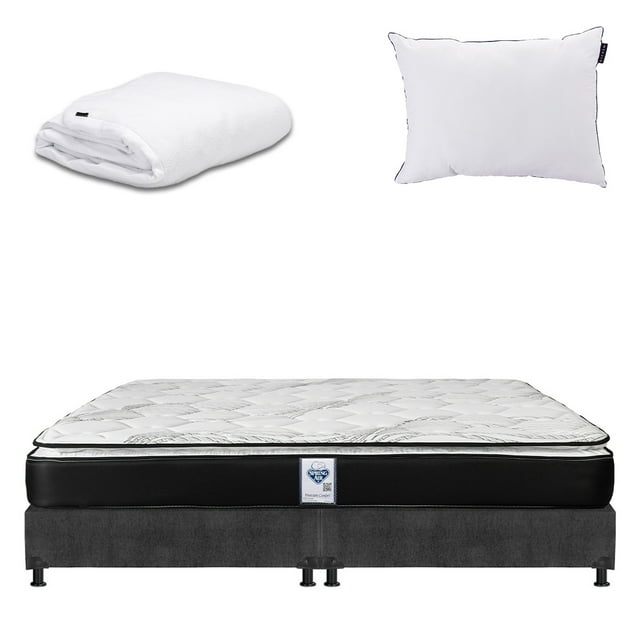 Colchón King Size Premier + Box + Almohada One + Protector Cloud