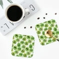 thumbnail image 4 of Honeii Green Kiwi print Leather Coaster Set of 4, ideal for safeguarding your furniture from drinks spills and effortless cleanup-Square, 4 of 6