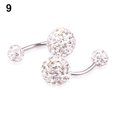 thumbnail image 5 of Jiaroswwei Women's Fashion Rhinestone Balls Navel Button Barbell Body Piercing Belly Ring, 5 of 8
