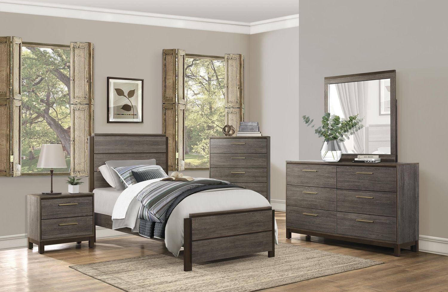 Topline Home Furnishings Grey Wood texture Dresser