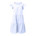 thumbnail image 5 of Womens Summer Casual Dress Short Sleeve Elegant Round Neck Solid Color Dress Fresh Casual Beach Dress Fitted Summer Dress for Women Tie Dress Women Short Summer Dresses Long Sleeve Dress for Women, 5 of 6