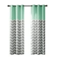 thumbnail image 2 of Intelligent Design Alex 2-Piece Chevron Printed Room Darkening Grommet Top Window Panel Pair, Aqua, 42x84", 2 of 5