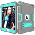 thumbnail image 6 of iPad Mini Case, iPad Mini 2 Case, iPad Mini 3 Case, iPad Mini Retina Case, Allytech Heavy Duty Three Layer Armor Defender Protective Case with Kickstand for iPad Mini 1/ 2 / 3 (Gray/Aqua), 6 of 8