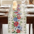 thumbnail image 3 of Table Runners 108 Inches Long Dress Scarves, Independence Day Farmhouse Coffee/Dining/Kitchen Table Runner for Living Room, Retro Red Blue Flowers Leaves Plants 13x108 Inch, 3 of 9