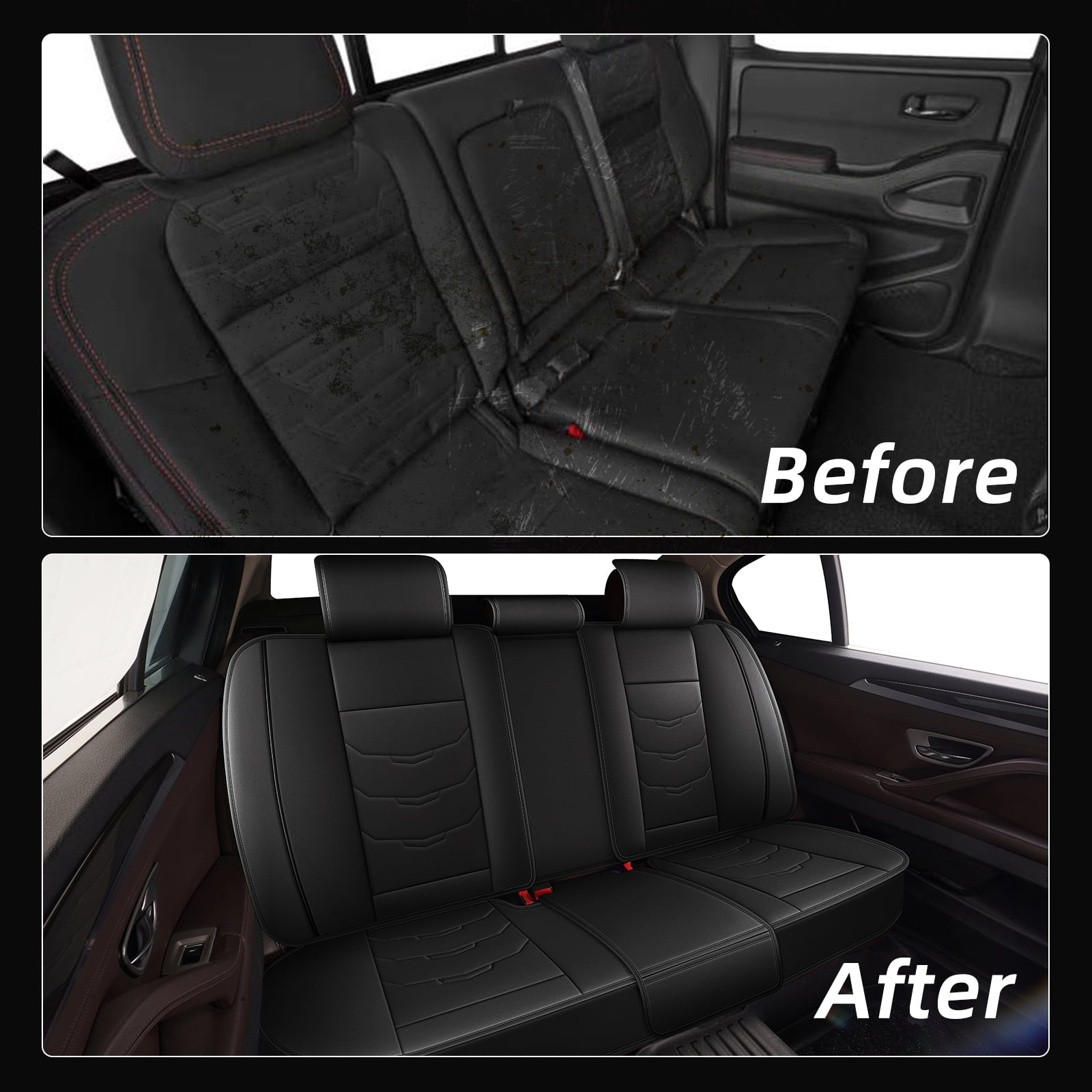 HQBQBUG Seat Covers Full Set Fit for Chevrolet Chevy Camaro 2000-2025 Automotive Seat Cover Leather Breathable Waterproof Carseat Protector Black,FullSet(5Seat)