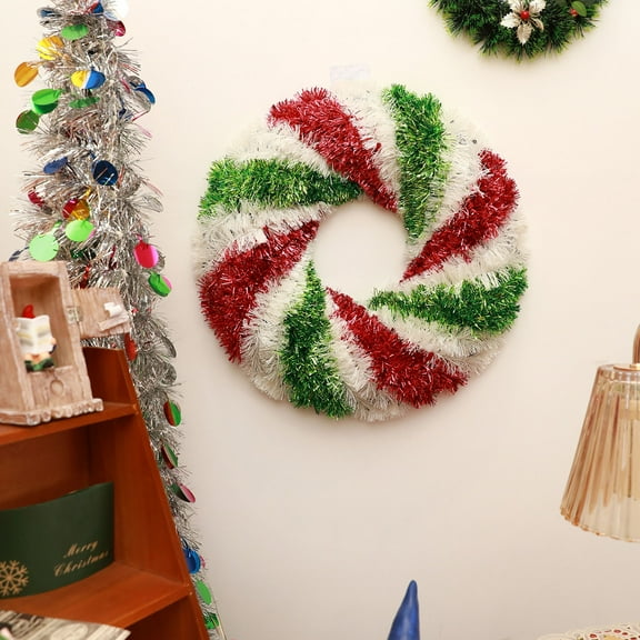 Christmas Wreaths for Front Door,Colorful Indoor Outdoor Xmas Decorations Artificial PVC Wall Wreaths