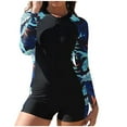 thumbnail image 5 of Sakmal Rash Guards Womens One Piece Swimsuits Long Sleeve Slimming Training Bathing Suit Green Summer Crew Neck Ladies Swimsuit L, 5 of 5
