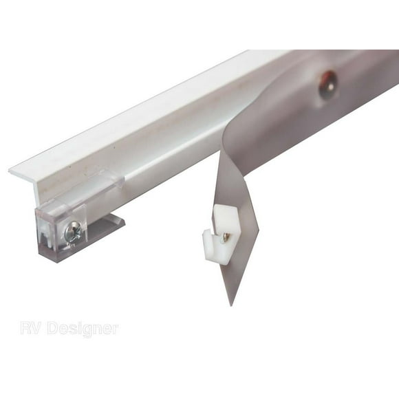 RV Designer Window Curtain Track A501 Ceiling Mount Track; 45 Inch Length; With 72 Inch Glide Tape/Window Curtain Track End Stop
