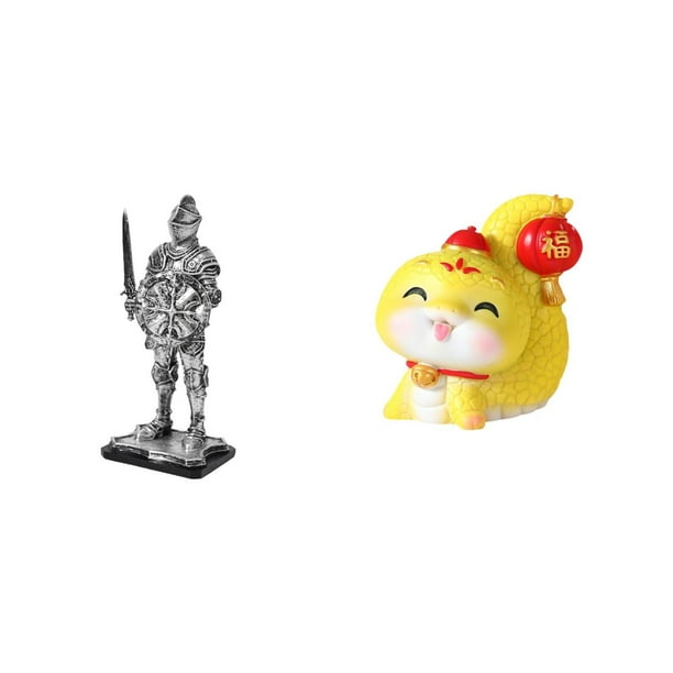 Figura de escritorio,Estatua de caballero,arte,artesanía,coleccionable,escritorio,oficina,Figura decorativa,pieza de arte,decoración del hogar,Estatua de serpiente de dibujos animados,Estatua
