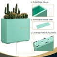 thumbnail image 4 of Wallowa Rectangular Planter Box for Outdoor or Indoor Plants 30"x 10"x24"H inches Aqua Blue, 4 of 6