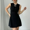 thumbnail image 7 of Htigea Women's Summer Dresses Sleeveless Bow Keyhole Neck Mini Dress Slim Fit Back Zipper Dress for Office Work Everyday Black,XL, 7 of 7