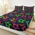 thumbnail image 3 of Feelyou Colorful Stars Kids Full Size Sheets, Cartoon Theme Bed Sheets, 4-Piece, 3 of 7