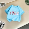 thumbnail image 5 of Curuila Kid Girls Tops Cartoon Print Crew Neck Short Sleeve Tee Summer Casual Loose T Shirt Blue Size 2-4 Years, 5 of 5