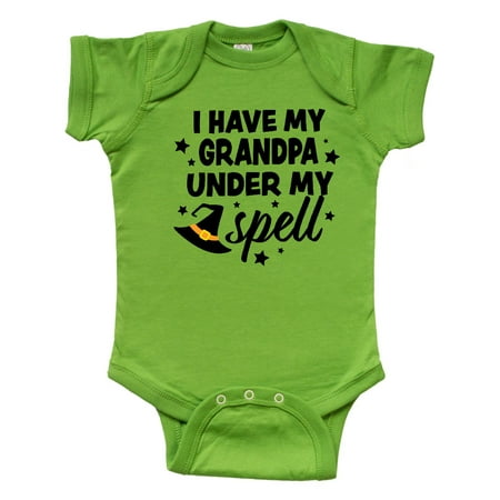 

Inktastic I Have My Grandpa Under My Spell with Cute Witch Hat Gift Baby Boy or Baby Girl Bodysuit