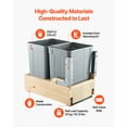 thumbnail image 5 of VEVOR Wood Pullout Trash Can for Kitchen Cabinets, 35 QT x2 Double Under Sink Garbage Waste Recycling Bin, Under Mount Waste Container, with Heavy Duty Metal Soft Close Sliding System and Door Kit, 5 of 9