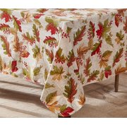 Newbridge Thanksgiving Fall Acorn and Leaf Print 52 x 52 inch Square Vinyl Tablecloth with Flannel Backing