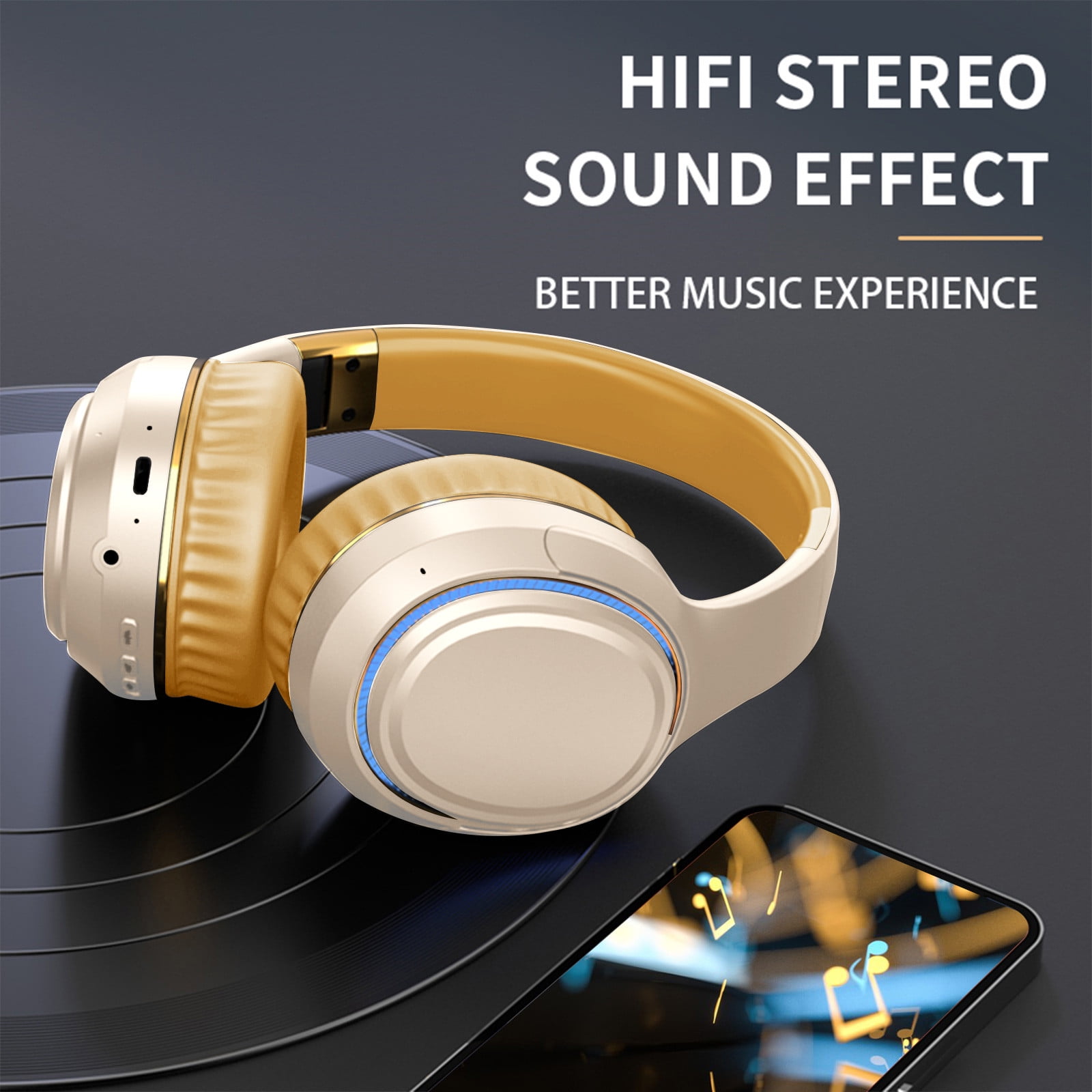 Active Noise Cancelling Headphones 100H Playtime Wireless Over Ear Bluetooth Headphones with Deep Bass Fast Charging Light Weight Comfort Earcups Headsets for Travel Home Office Phone PC,Khaki