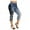 Dark Blue, variant on Plus Size Yoga Pants for Women Floral Embroidered Workout Pants Faux Denim Pants High Elastic Cropped Pants Gym Trouser