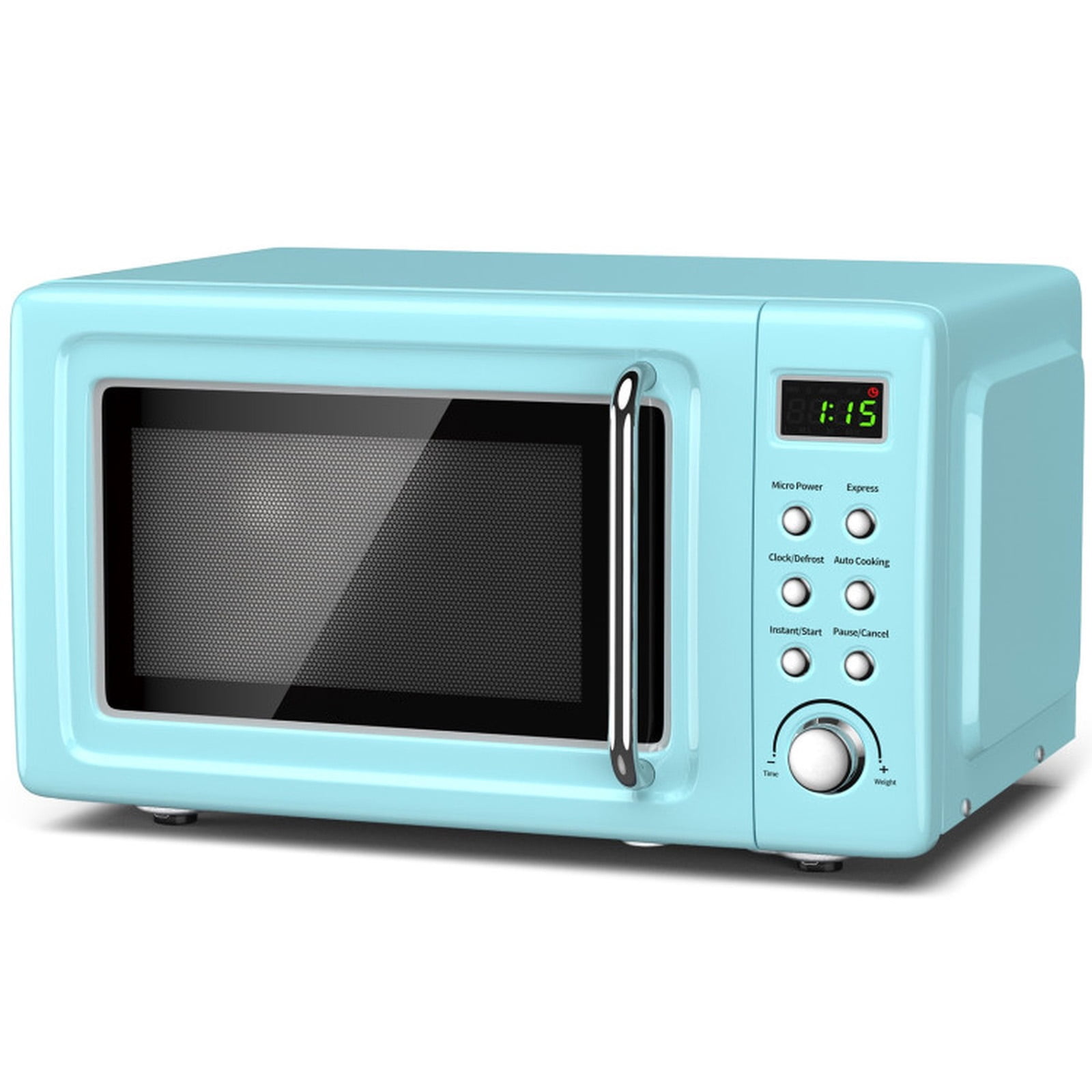 RUIE Retro Microwave Oven,700W 0.7 Cu.ft Countertop Microwave with 5 Power Levels and 8 Auto Cook Menus,LED Display,Child Lock,Compact Microwave for Apartment Dorm Office