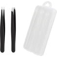 thumbnail image 1 of 2Pcs Stainless Steel Makeup Tweezers,Mini Slant Tweezer With Case for Eyebrows,Multi-Purpose as Eyebrows Facial Hair Removal (BLACK), 1 of 6