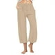 thumbnail image 1 of Pantalones de Cintura Elástica de Pierna Ancha para las Mujeres, Cordón de Lino Casual, Pantalones Recortados para las Mujeres, 1 of 7