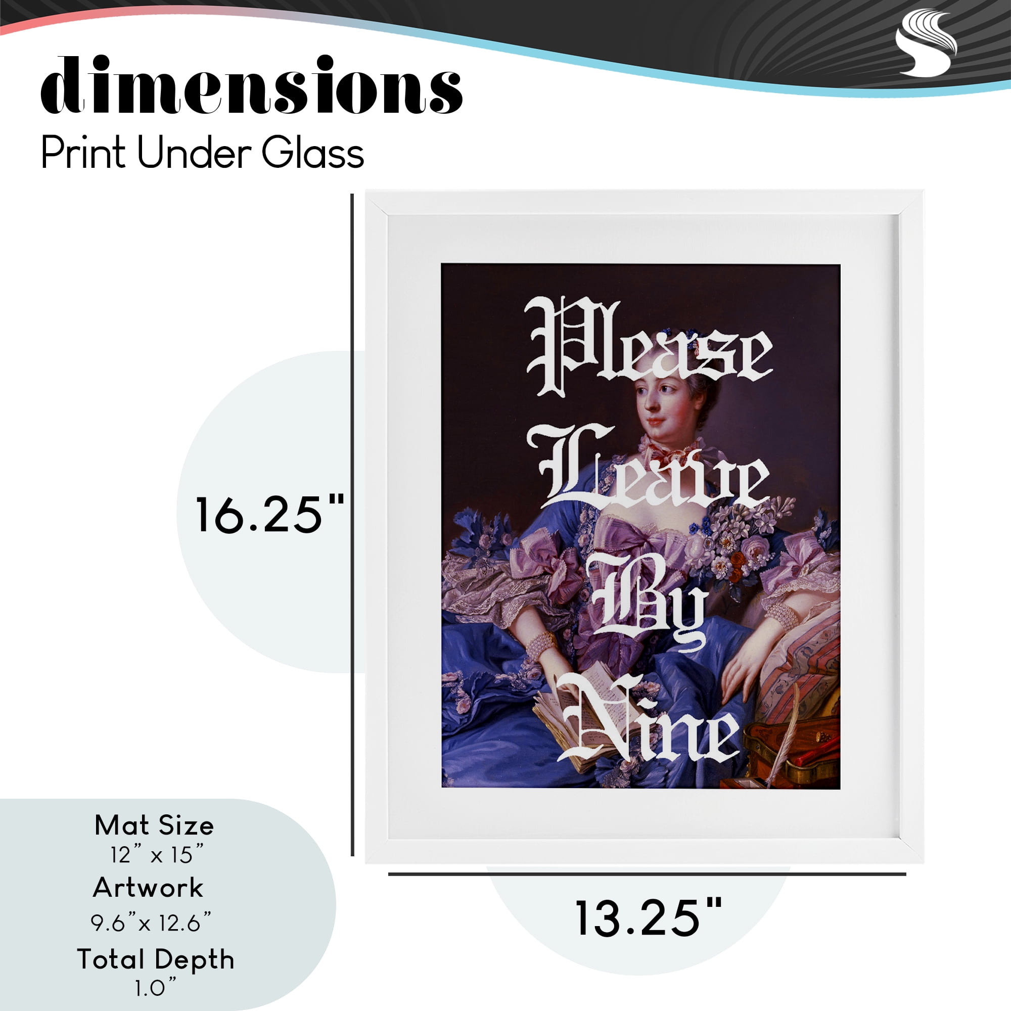 Please Leave By Nine White Framed Print Under Glass, design by Lil' Rue