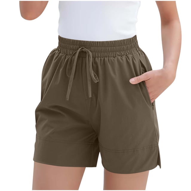 cfhntfmh Shorts Athlétiques pour Femmes Taille Haute Décontractés Randonnée Sports Gym Course avec Poches
