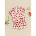 thumbnail image 6 of Aojekbee Baby Shorts Set Short Sleeve Floral/Strawberry/Chicken Print Shirt and Shorts Toddler 2 Piece Outfits, 6 of 10
