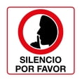 thumbnail image 1 of Señalamiento "Guardar silencio por favor" blanco y rojo. Impreso sobre plástico estireno calibre 40, para interiores y exteriores. Medidas: 20 x 20 cm. Señalética, Letrero, Señal cuadrada informativa., 1 of 4