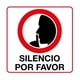 thumbnail image 1 of Señalamiento "Guardar silencio por favor" blanco y rojo. Impreso sobre plástico estireno calibre 40, para interiores y exteriores. Medidas: 20 x 20 cm. Señalética, Letrero, Señal cuadrada informativa., 1 of 4