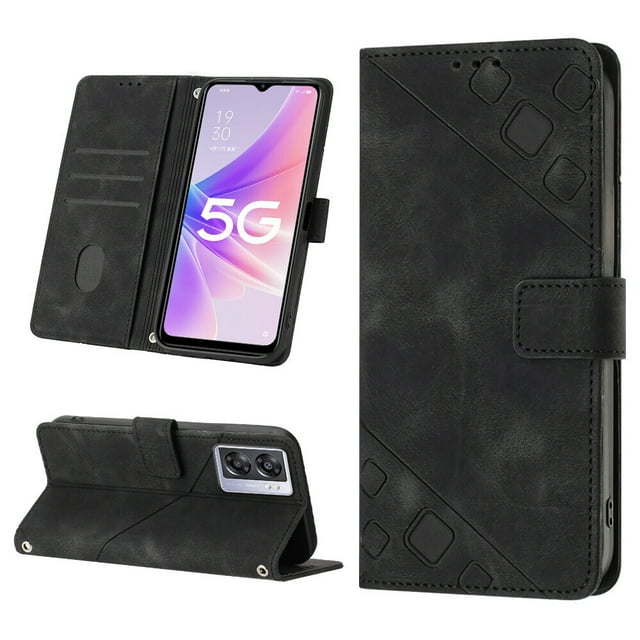 Compatible with OnePlus Nord N300 Classic Embossed PU Leather Case with Card Holder Shockproof Cover