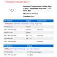 thumbnail image 2 of Automatic Transmission Cooling Hose O-Ring - Compatible with 1993 - 1997 Volvo 850 1994 1995 1996, 2 of 2