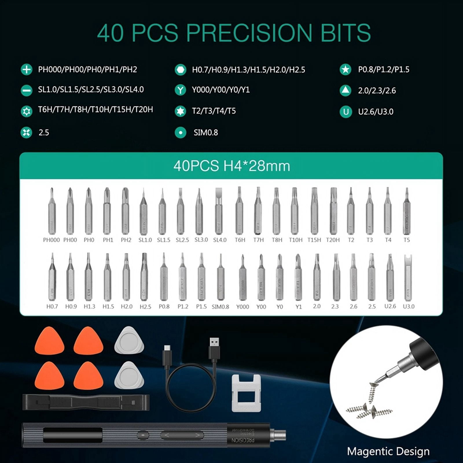 50 in 1  Electric Screwdriver Set with 3-Speed Torque Adjustable Magnetic - Torx Bits,50 in 1 Pro