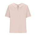 thumbnail image 4 of Womens Tops Loose Button Shirt Top Stand Solid Color Sleeve Collar Casual Shirt Cotton And Linen Soft Fabric High Elasticity Light Breathable Daily Wear 1Pc T-Shirt 3Xl Shirts for Women, 4 of 8