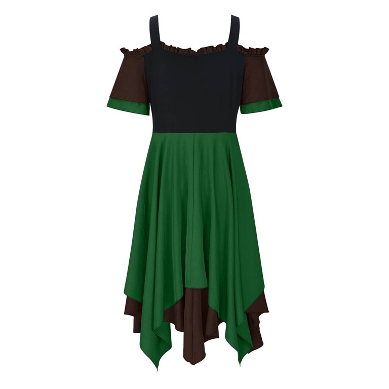 green emerald velvet dress Baltic Born Womens Norita Tie Back Tank Dress | Black + Green Print