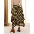 thumbnail image 2 of Yellow Tartan Skirt - High Waist Asymmetrical Tiered Hem With Fringe Detail Flowy Design, 2 of 6