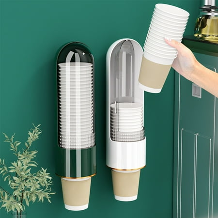

GROFRY Cup Holder Save Space Transparent Dustproof Large Capacity Kitchen Props Long Lasting Wall-mounted Plastic Water Dispenser for Restaurant