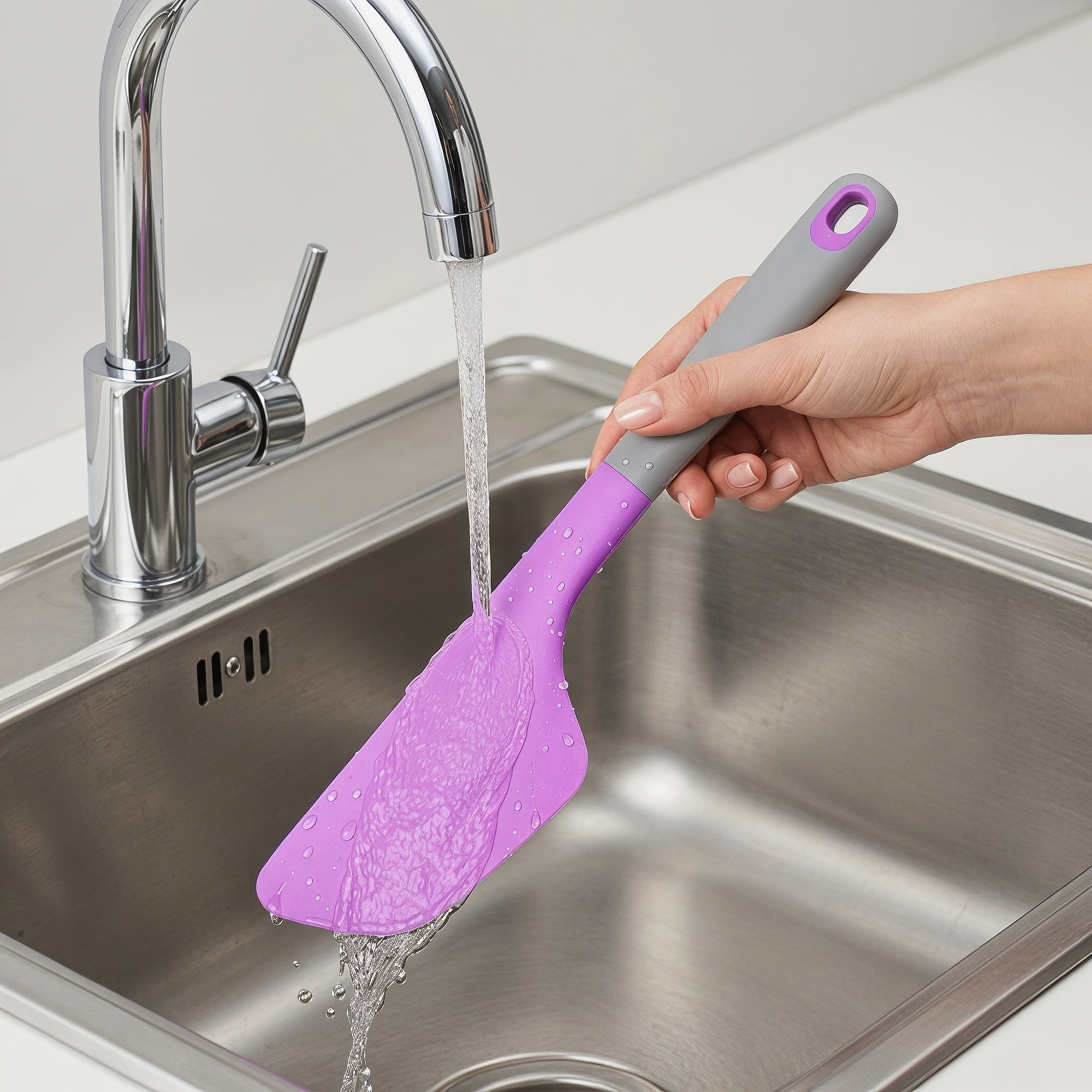 Unique Bargains Heat-Resistant Dishwasher Safe Spatula Cooking Utensil Purple 13.6" x 2.8"