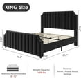 thumbnail image 2 of King Size Velvet Upholstered Bed Frame with Headboard&Footboard,Platform Bed Frame with Nailhead Trim,Sturdy Wooden Slats, Silent&No Box Spring Needed,Easy to Assemble,Black, 2 of 9