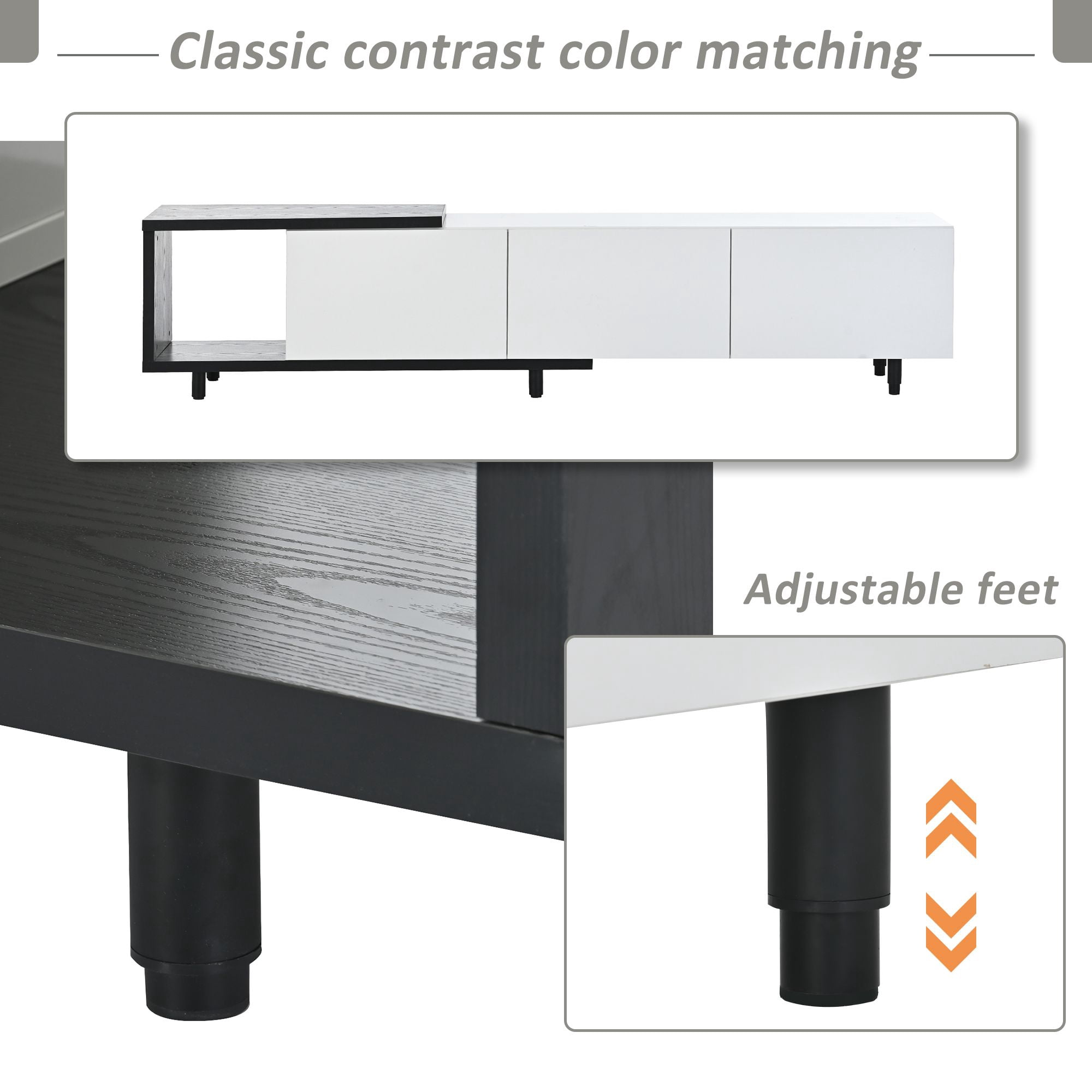 Aukfa TV Stand with 3 Large Drawers for TVs up to 80" - White